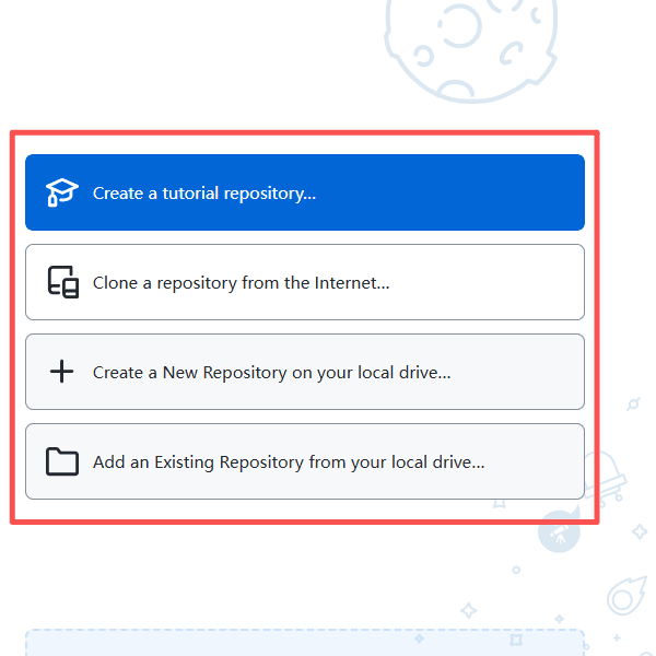 GitHub Desktop 当时显示的四个项目入口