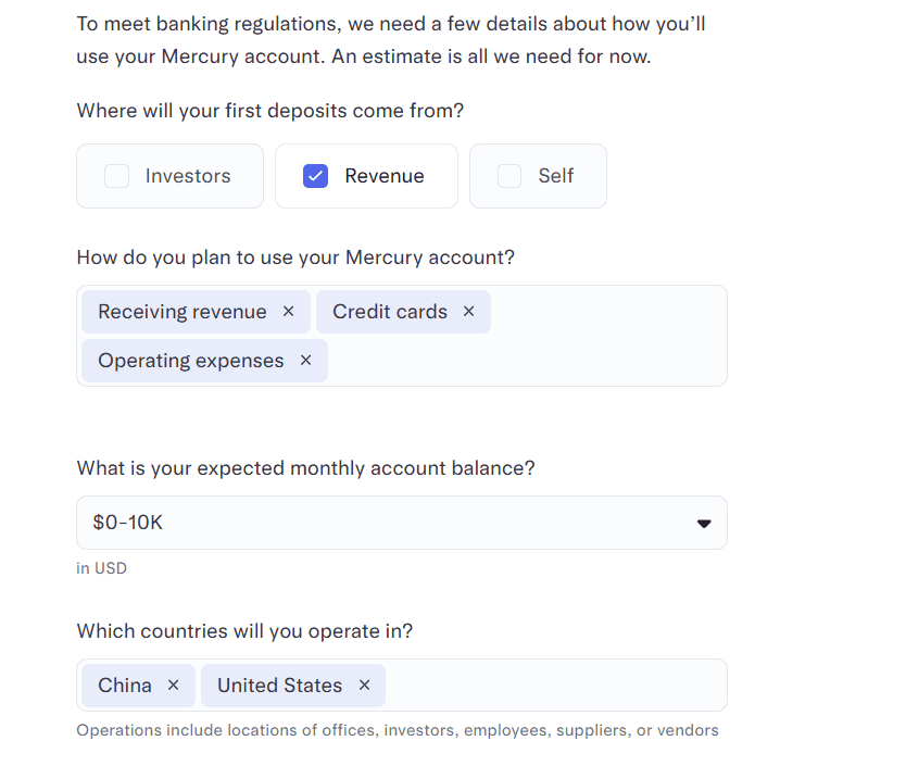 Mercury 当时的预期交易活动页面