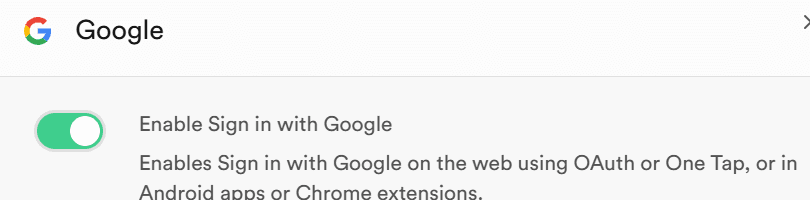 Supabase 的 Google Provider 开关已经启用