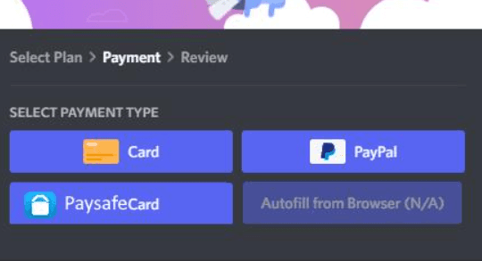 Discord 付款页面中的 PayPal 支付选项